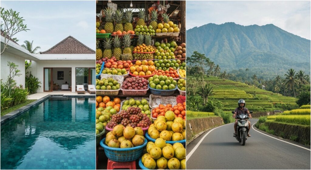 Lifestyle comparison of affordable luxury in Bali - beautiful villa with pool